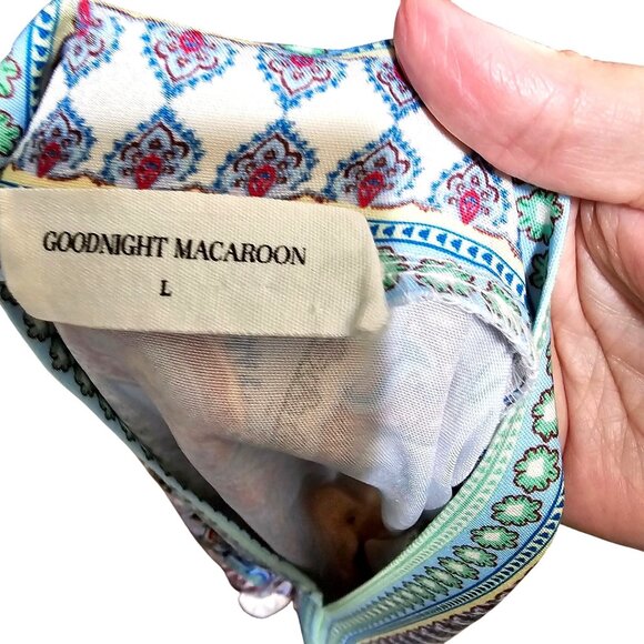 Bohemian Paisley Printed Long Sleeve Mini Dress By Goodnight Macaroon - Size L - Picture 5 of 9